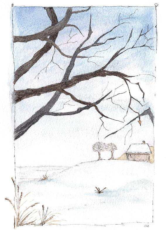 Huis in sneeuwlandschap